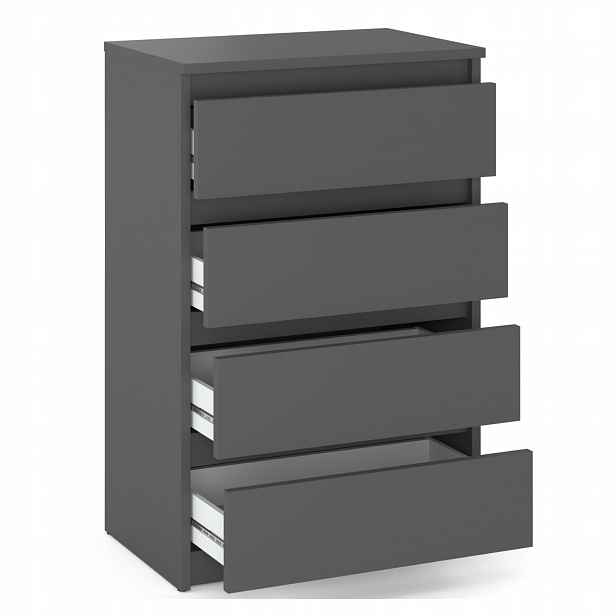 Komoda S Zásuvkami Šedá 60 CM Moderní Prostorná Vysoká Skříňka Do Obývacího Pokoje
