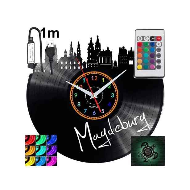 Magdeburg Dárek Originální dekorace do domu Hodiny z vinylové desky