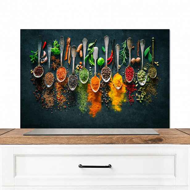 MuchoWow KUCHYŇSKÁ ZÁSTĚNA Bylinky - koření - lžíce 90x60 cm