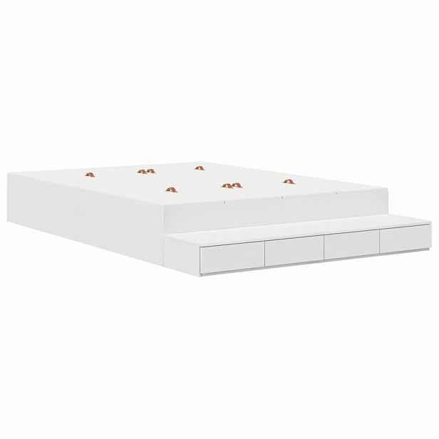 vidaXL Rám postele s úložným prostorem Bílá 135 cm Kompozitní dřevo