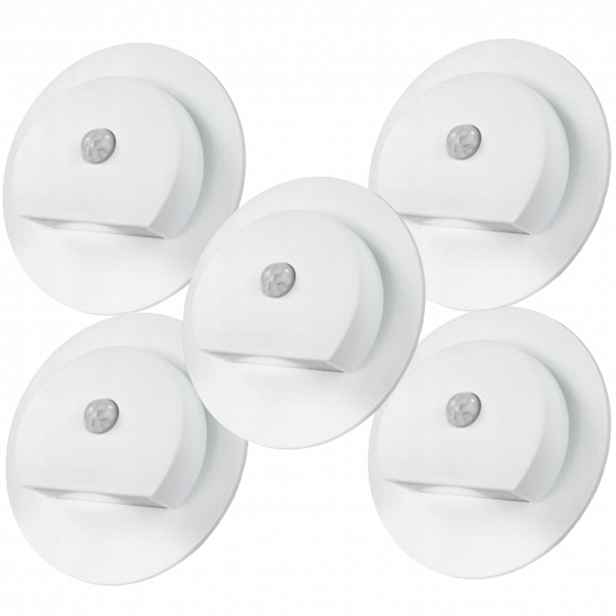 5X Schodišťová Lampa Bílá Led 230V Senzor Pohybu Soumraku Neutrální Barva