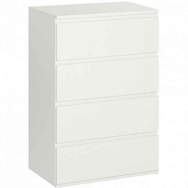 Modfu KOMODA z MDF 55x33x80 cm bílá se 4 zásuvkami, tichým dovíráním a ochranou proti převrácení