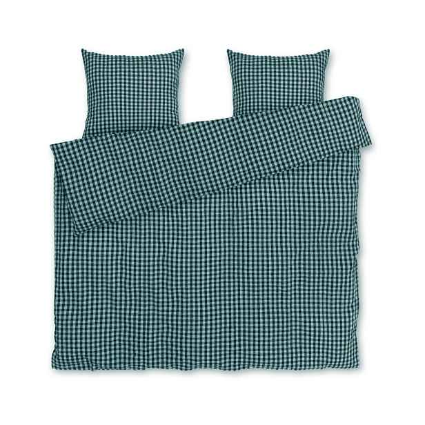 Zelené/modré krepové povlečení na dvoulůžko/prodloužené 200x220 cm Bæk&Bølge – JUNA