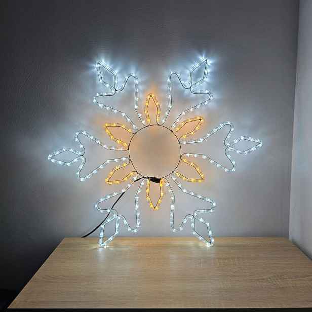 Hvězda Sněhová Vločka 70 cm Oboustranná Led vánoční dekorace Bílá do okna