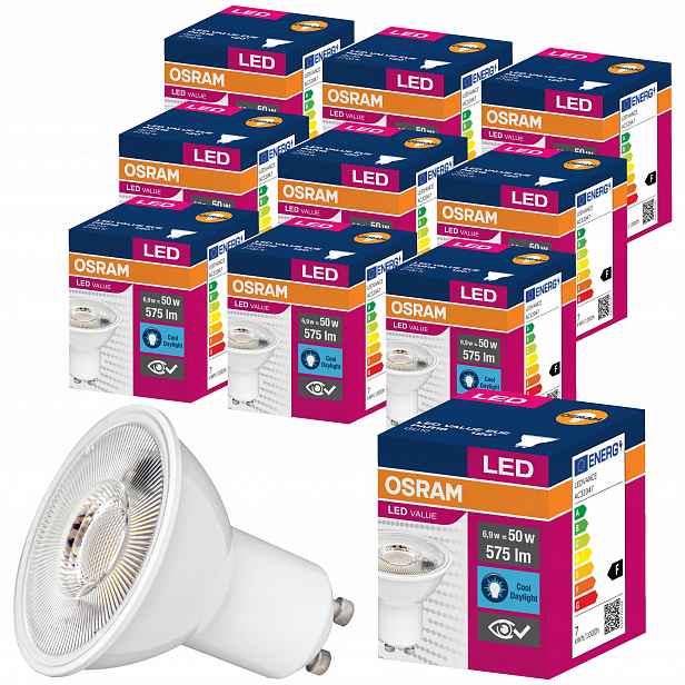10x Led žárovka GU10 6,9W 50W 575lm 6500K Osram