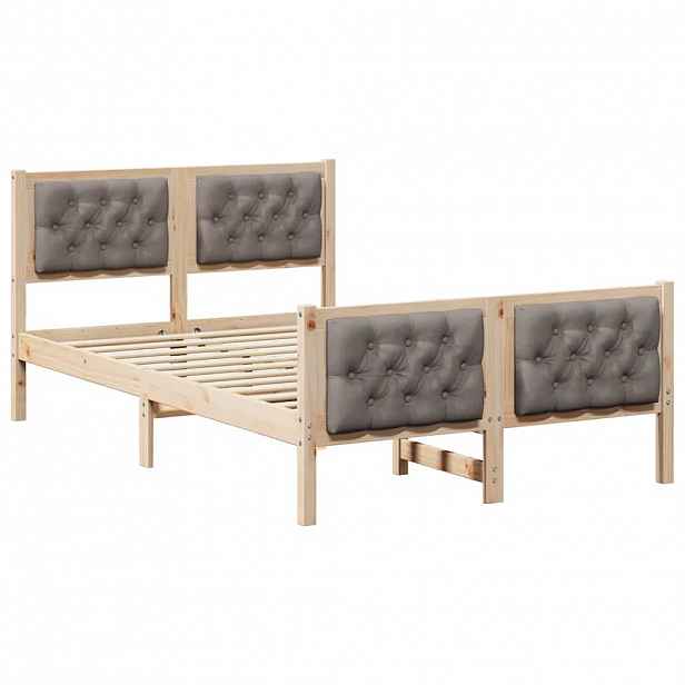 vidaXL Rám postele s čelo Taupe 120 x 190 cm Masivní borové dřevo