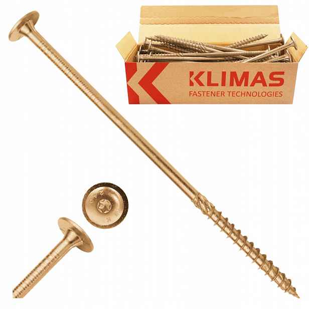 Tesařské Vruty Do Dřeva 6x260 Talířové Torx 100 Ks WKCP-06260 Klimas