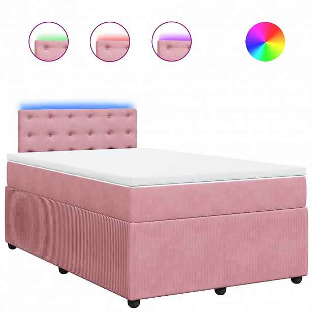 vidaXL Box spring postel s matrací růžová 120x190 cm samet