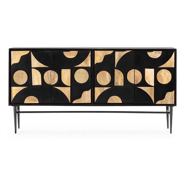 Černá komoda z mangového dřeva 175x90x40 cm Navya – MOME