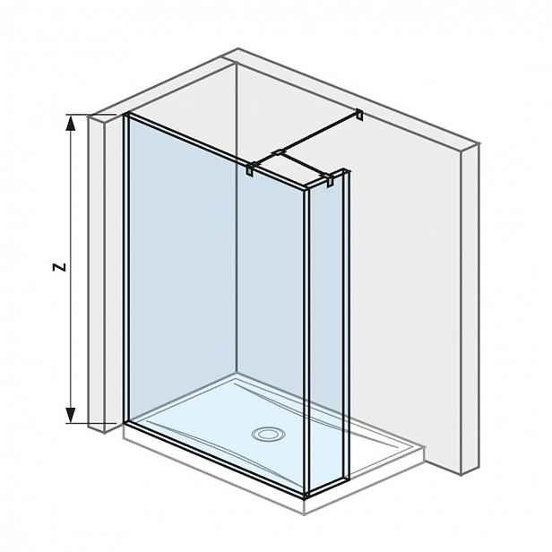 Jika Pure - Skleněná stěna boční 140x20x200 cm, s úpravou Jika Perla Glass H2674280026681