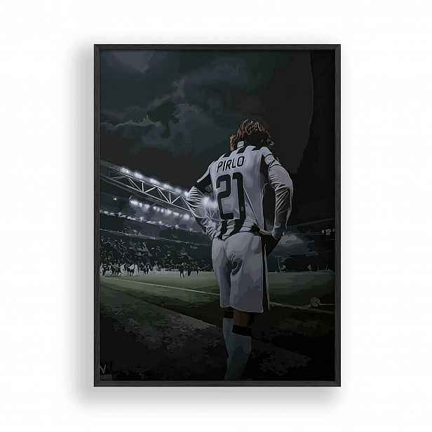 Obraz Andrea Pirlo Juventus Plakát Rámeček Dřevěný Černý 30x42 cm