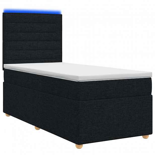 vidaXL Postel boxspring s matrací s LED pásky Černá 80 x 200 cm Textil