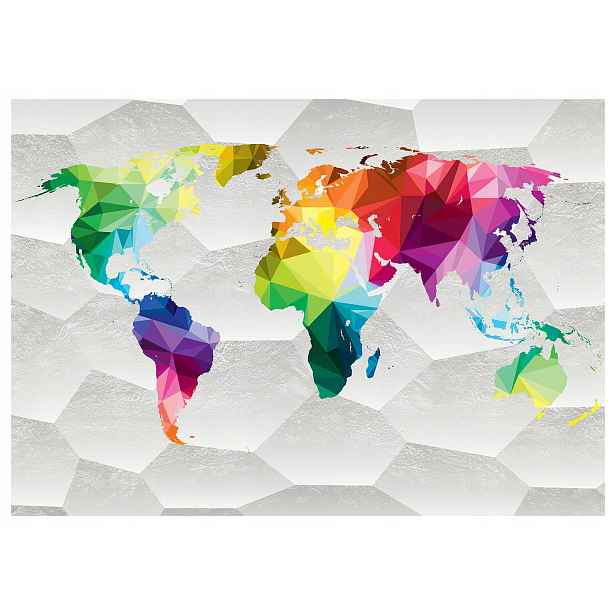 Fototapeta Mapa světa geometrická šedá vinylová moderní 208x146 lepidlo