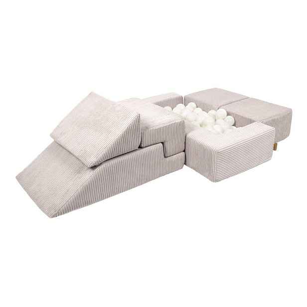 Krémové manšestrové pěnové hřiště 100x35x40 cm Montessori – Meowbaby