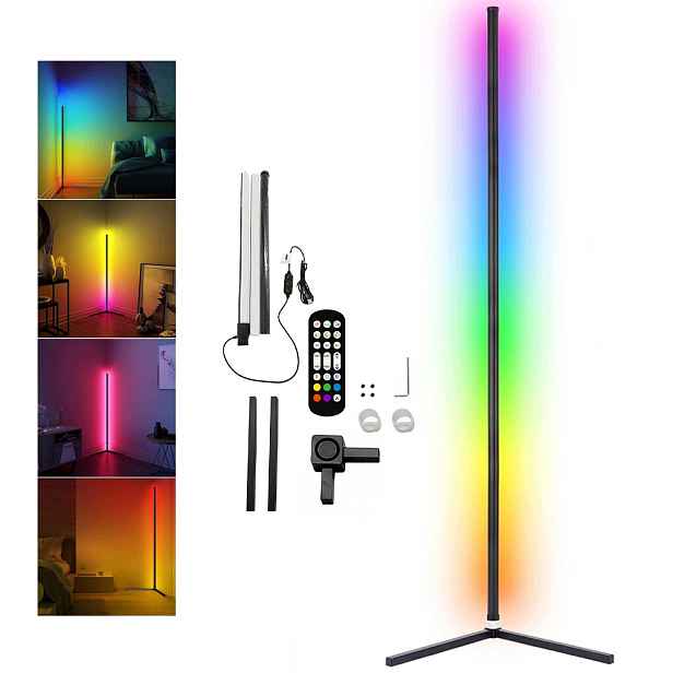 Led podlahová lampa rohová Aplikace 155CM Stojící Rgb Cct dálkový ovladač