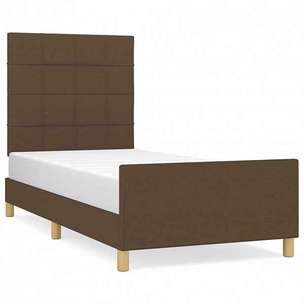 vidaXL Rám postele bez matrace tmavě hnědá 90 x 190 cm textil