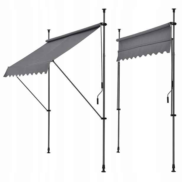 Balkonová markýza Terasová 350x120x200-300 cm bez vrtání, středně šedá