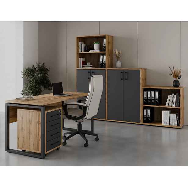 Kancelářská sestava NEJBY GIANNI PREMIUM 4, dub wotan/antracit