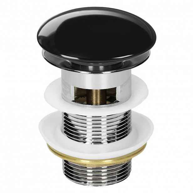 LuxeBath ODTOKOVÁ SADA pro umyvadla s přepadem, lesklá černá nerezová ocel
