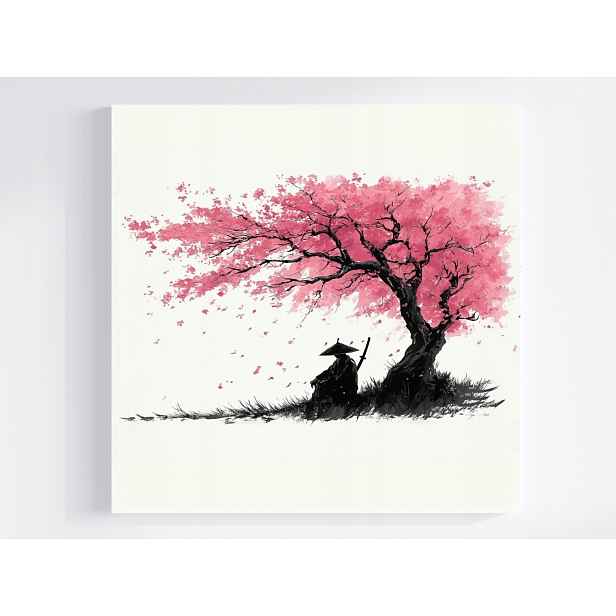 Obraz Na Plátně Canvas Grafika Asie Japonsko Višeň Sakura Samuraj 50x50