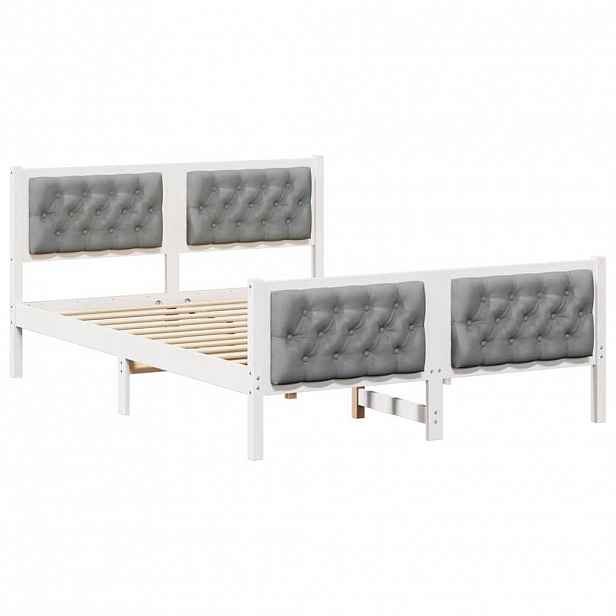 vidaXL Rám postele Světle šedá 140 x 190 cm Masivní borové dřevo