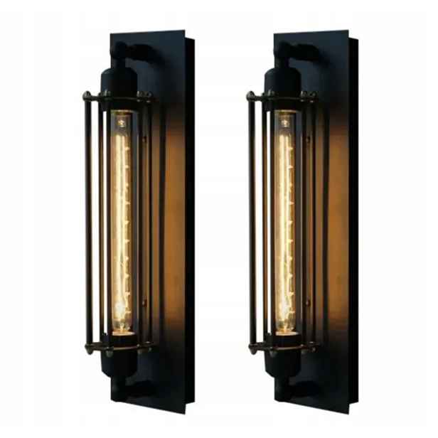 kovová nástěnná lampa Loft Retro E27 47 cm černá