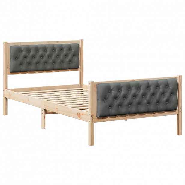 vidaXL Rám postele s čelo Tmavě šedá 100 x 200 cm Masivní borové dřevo