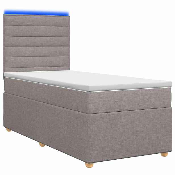 vidaXL Postel boxspring s matrací s LED pásky Taupe 80 x 200 cm Textil