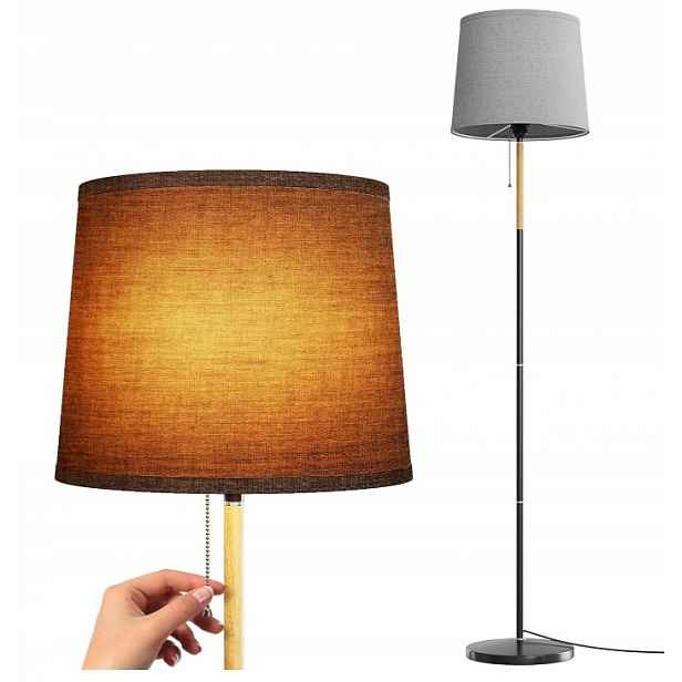 Lněná stojací lampa s paticí E27, max. 60 W, stojací lampa