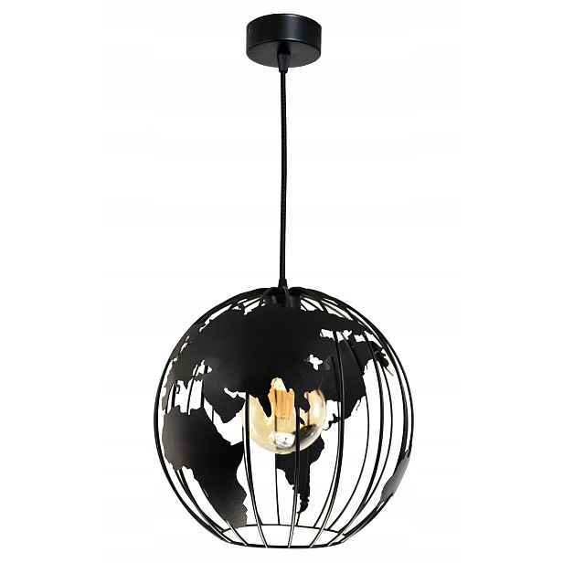 Lustr Závěsné Stropní Svítidlo Globus Kula Černá Loft Stropní Led Svítidla