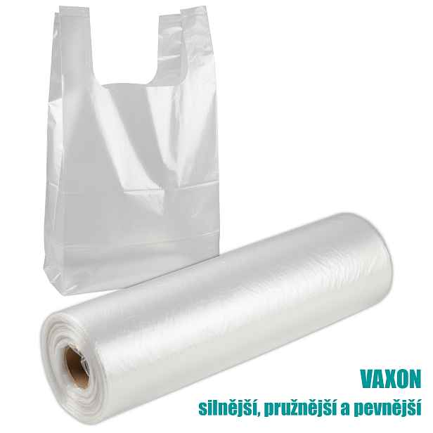 Mikrotenové sáčky s uchy Vaxon 3 kg – 250 ks, 12 µm, na roli (22+11×39 cm) 3400/8