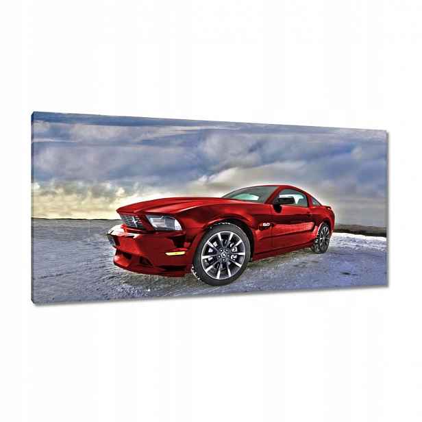 Obrazy 115x55 Červený Mustang Sníh