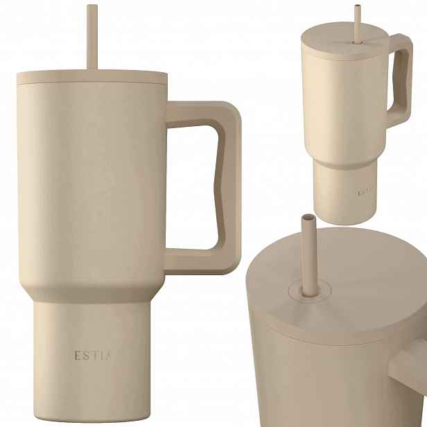 Termohrnek S Rukojetí 900 ml Velký béžový na Vodu Nápoje 6-12 h