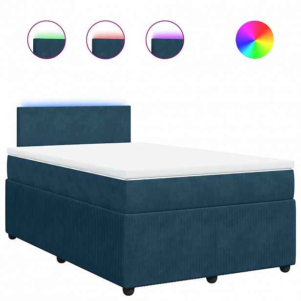 vidaXL Box spring postel s matrací modrá 120 x 200 cm samet