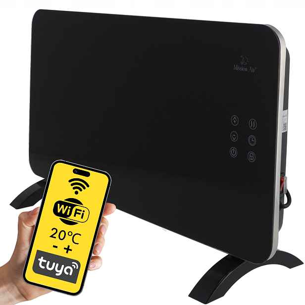 Elektrický Konvektorový Ohřívač Skleněný Panel energeticky úsporný 1500W WiFi