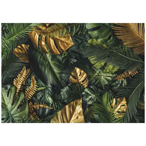Fototapeta Listy Monstera Zlaté Zelené Do Ložnice Obývacího Pokoje Tapeta 250x175