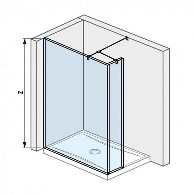 Jika Pure - Skleněná stěna boční, 130x20x200 cm, s úpravou Jika Perla Glass H2674270026681