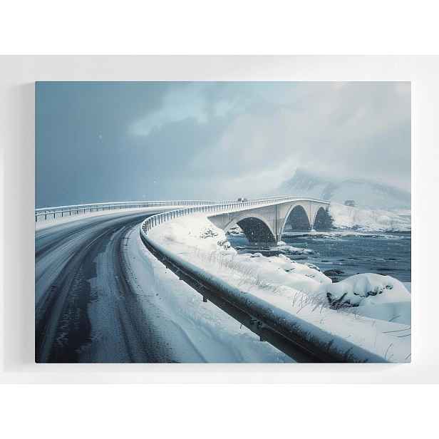 Plakát Most Zima Atlantic Road Norsko Sníh Hory 100x75