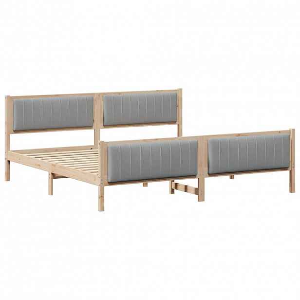 vidaXL Rám postele s čelo Hnědá a světlá šedá 200 x 200 cm