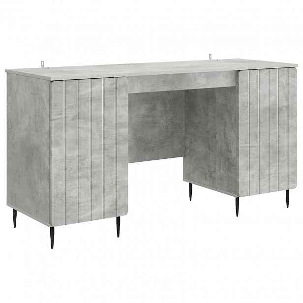 vidaXL Stůl s policí Betonově šedá 142,5 x 50 x 75 cm Kompozitní dřevo