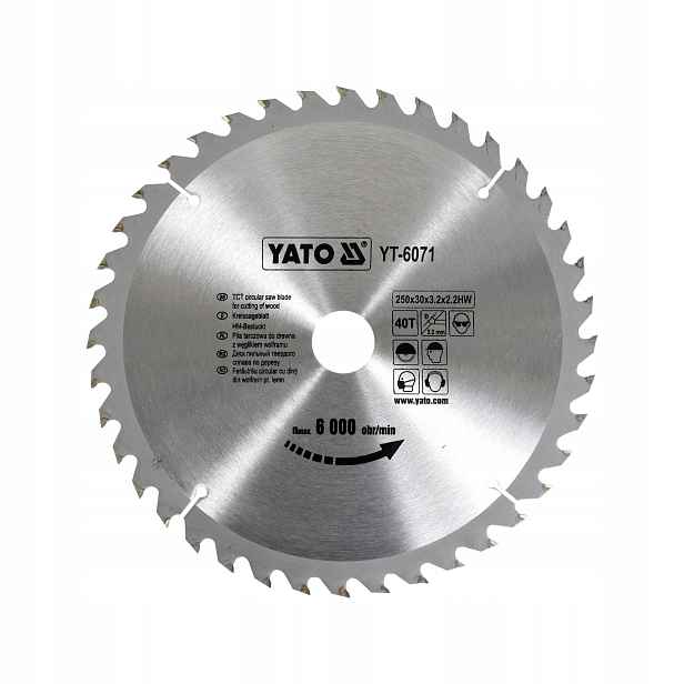 Kotouč Widia 250 MM 40T Pro Dřevo A Plasty 30 MM Upevnění YT-82165 Yato