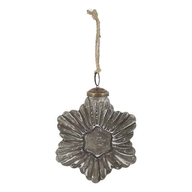 Mocca antik vánoční skleněná baňka vločka – 10*10*12 cm Chic Antique