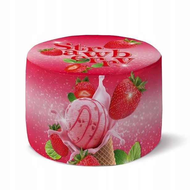 Růžová Taburet Strawberry Jahody 35 x 25 cm Sedák Stolička Podnožka Letní