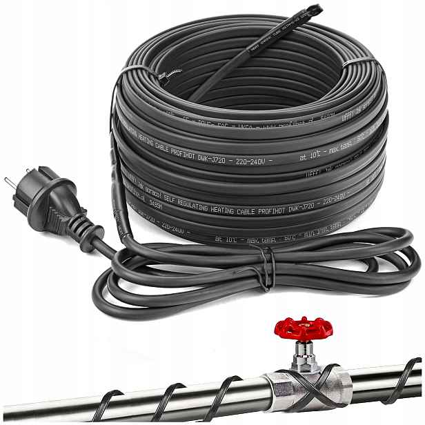 Topný Kabel samoregulační topný kabel se Zástrčkou 230 V 500 W 50 M