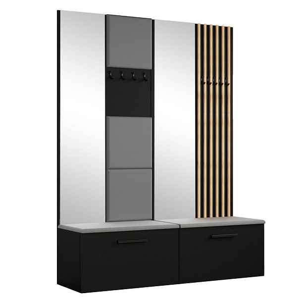MASSENO MODERNÍ PŘEDSÍŇOVÁ SESTAVA MODULO, 161,2/204/40 cm, černá