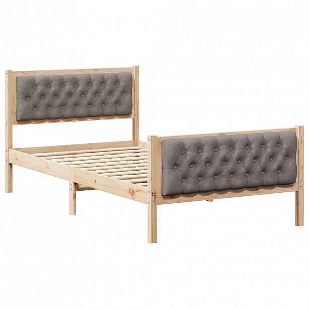 vidaXL Rám postele s čelo Taupe 100 x 200 cm Masivní borové dřevo