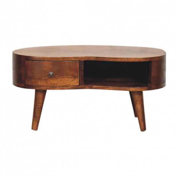 Artisan Furniture KONFERENČNÍ STOLEK z masivního dřeva, otevřený úložný prostor, severské nohy, hnědý