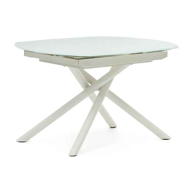 Bílý rozkládací jídelní stůl se skleněnou deskou 100x130 cm Yodalia – Kave Home