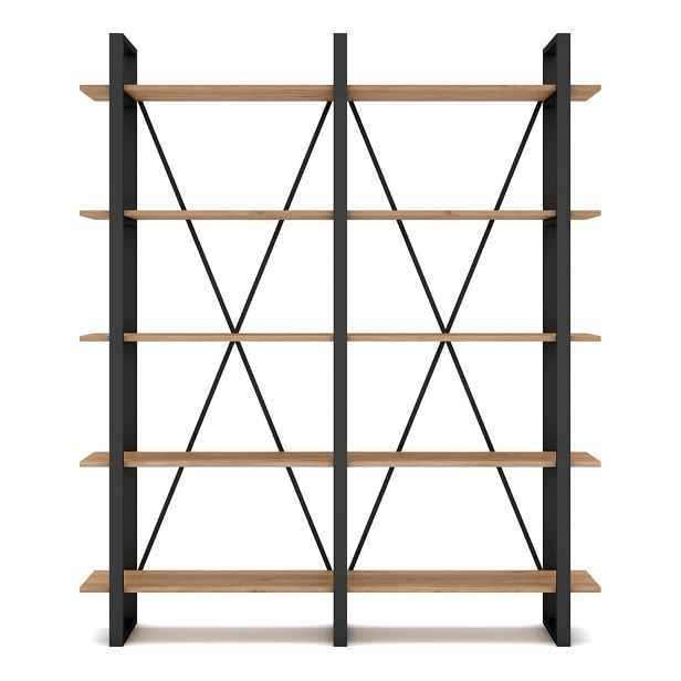 Černý/přírodní regál v dekoru dubu 150x180 cm Aviva – Marckeric