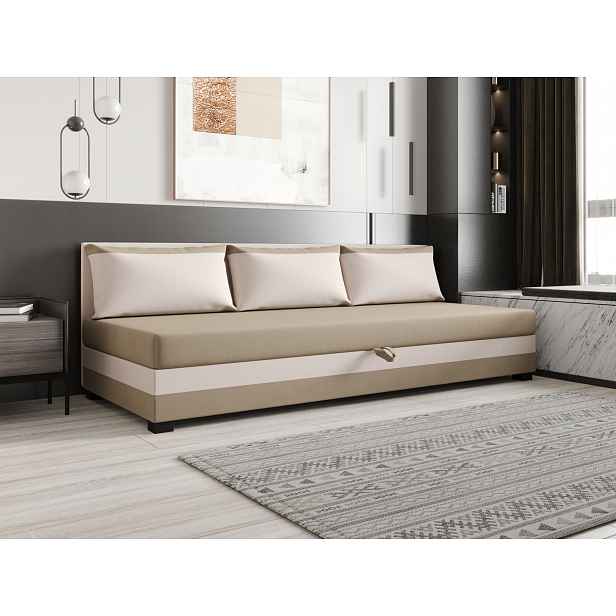 Jednolůžková postel 80x195 ZAJDA BIZ 1 s úložným prostorem - hnědá / ecru